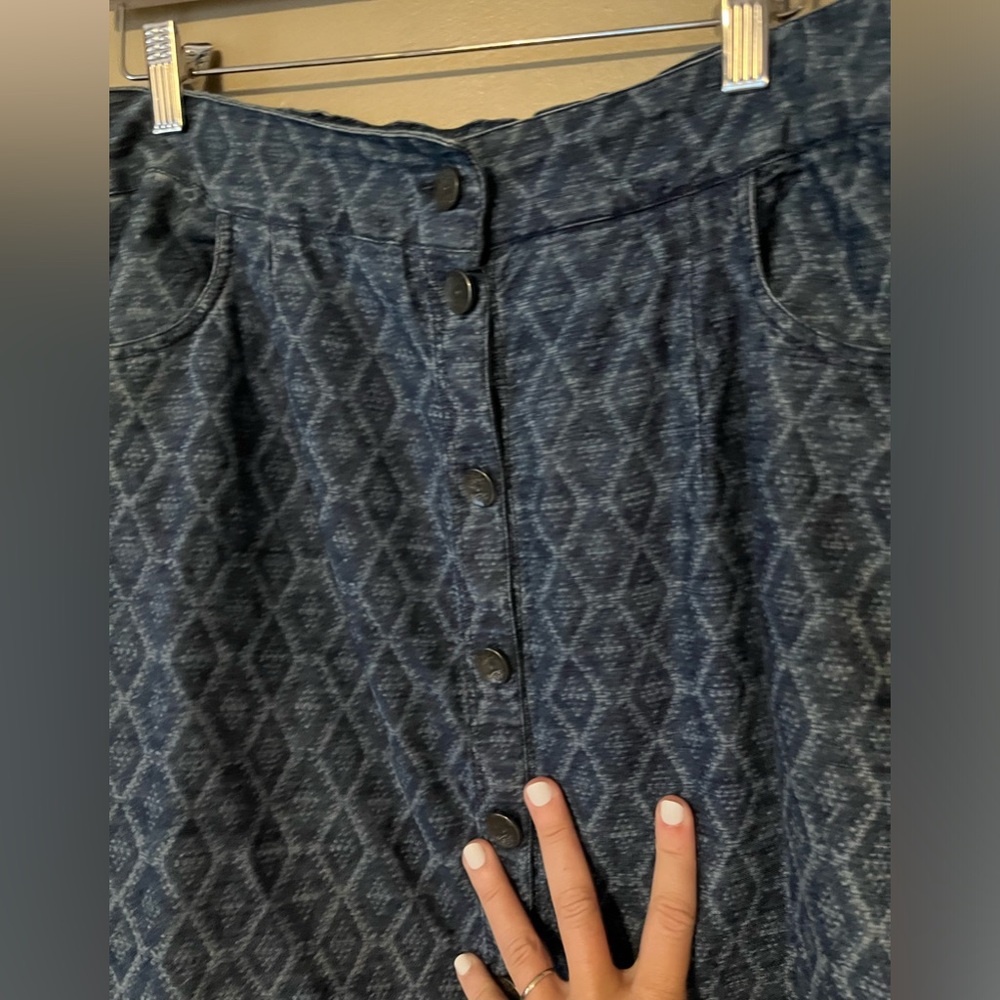 Soft Surroundings Button Down Raw Hem Denim Midi … - image 3